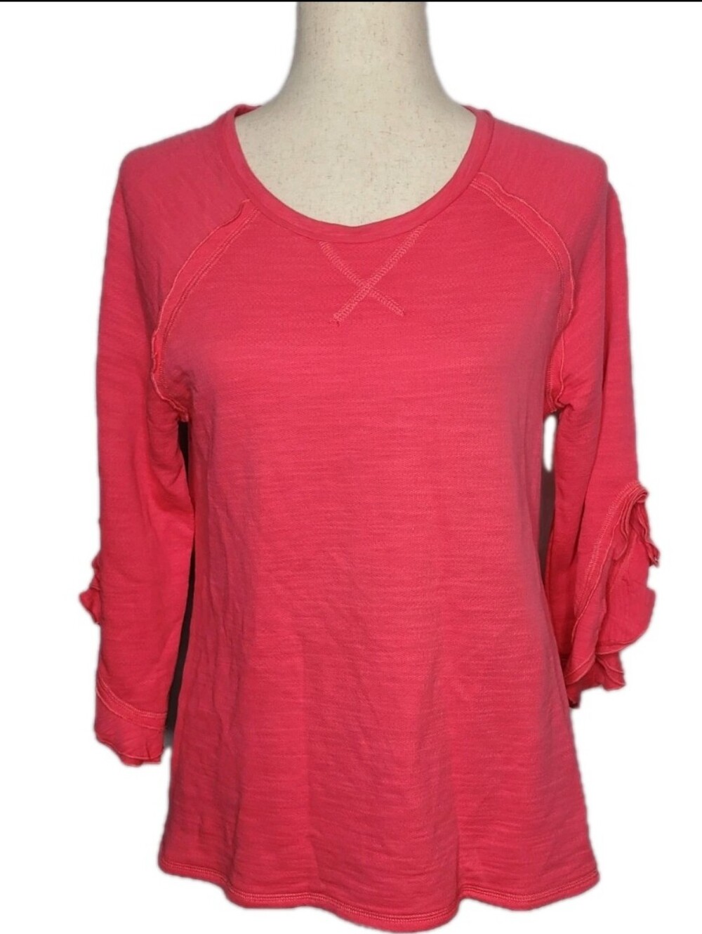 Soft surroundings Womens Avery Tunic size S ruffled Sleeves French Terry